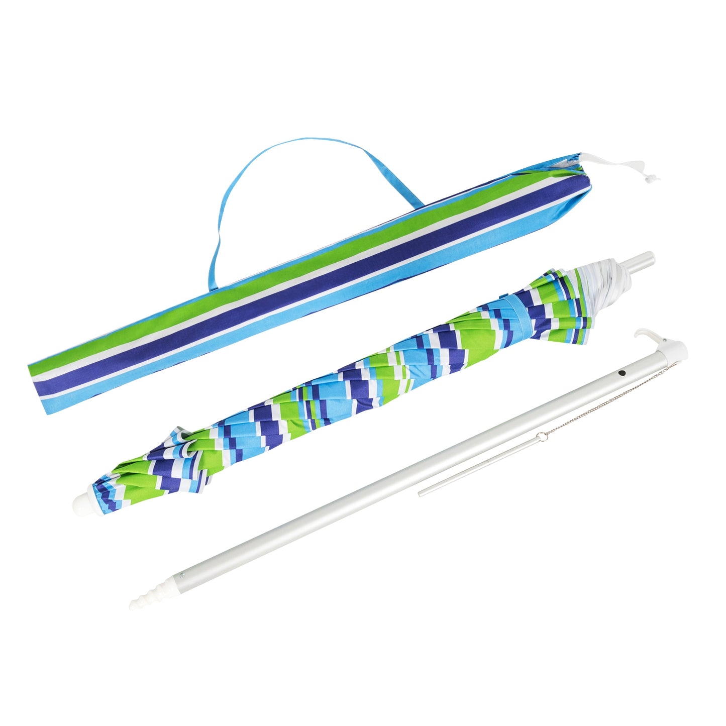 6.5 Feet Beach Umbrella with Sun Shade and Carry Bag without Weight Base-Green Kids Crystal