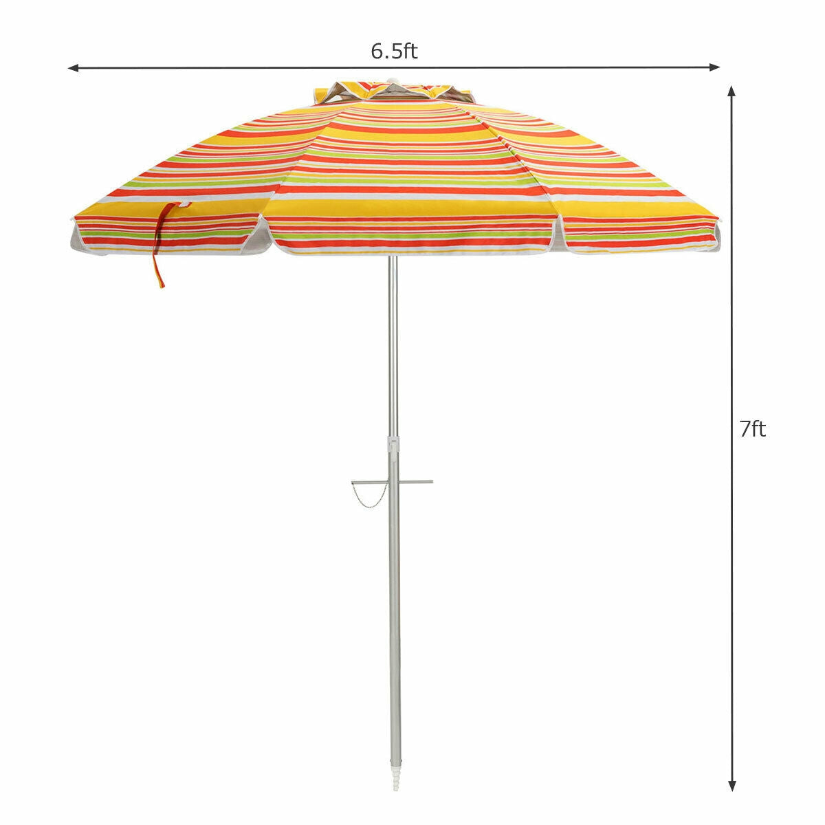 6.5 Feet Beach Umbrella with Sun Shade and Carry Bag without Weight Base-Orange Kids Crystal