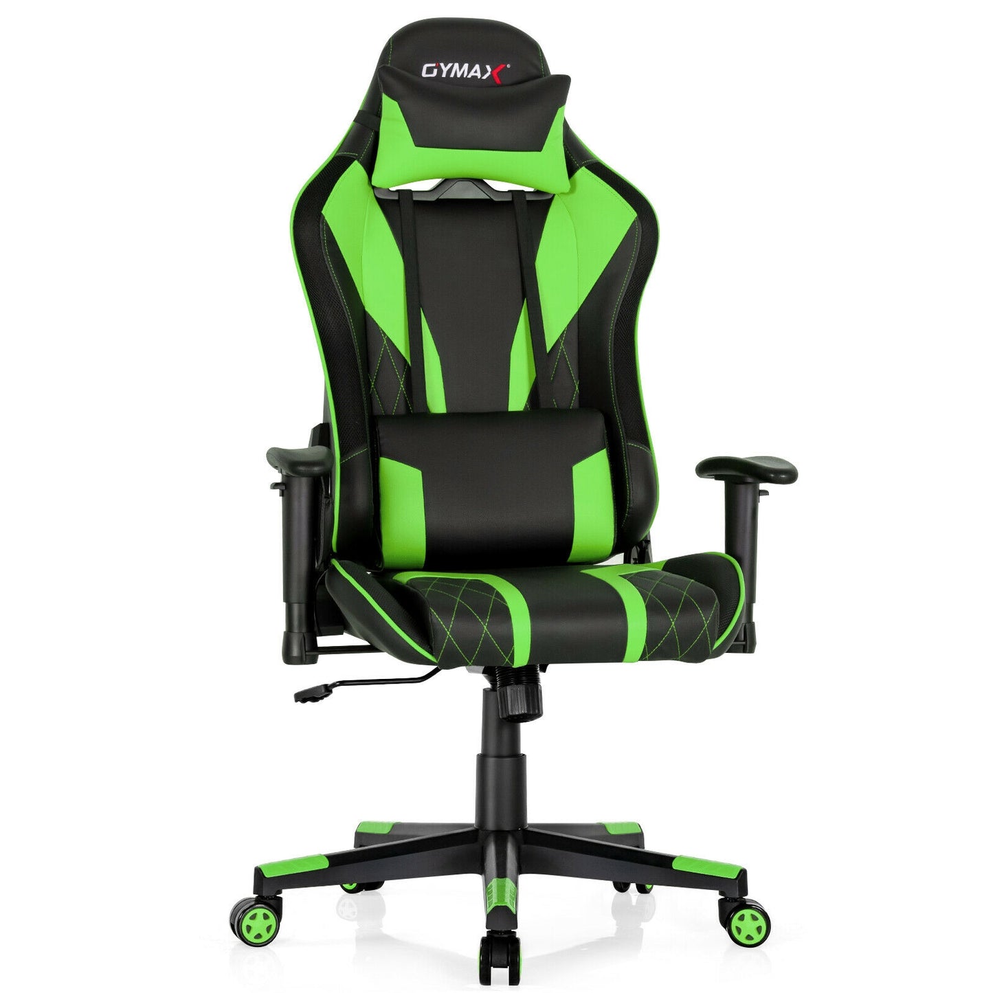 Gaming Chair Adjustable Swivel Computer Chair with Dynamic LED Lights-Green Kids Crystal