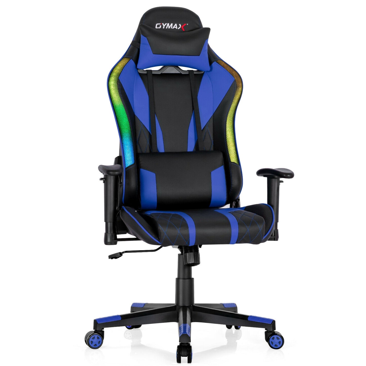 Gaming Chair Adjustable Swivel Computer Chair with Dynamic LED Lights-Blue Kids Crystal