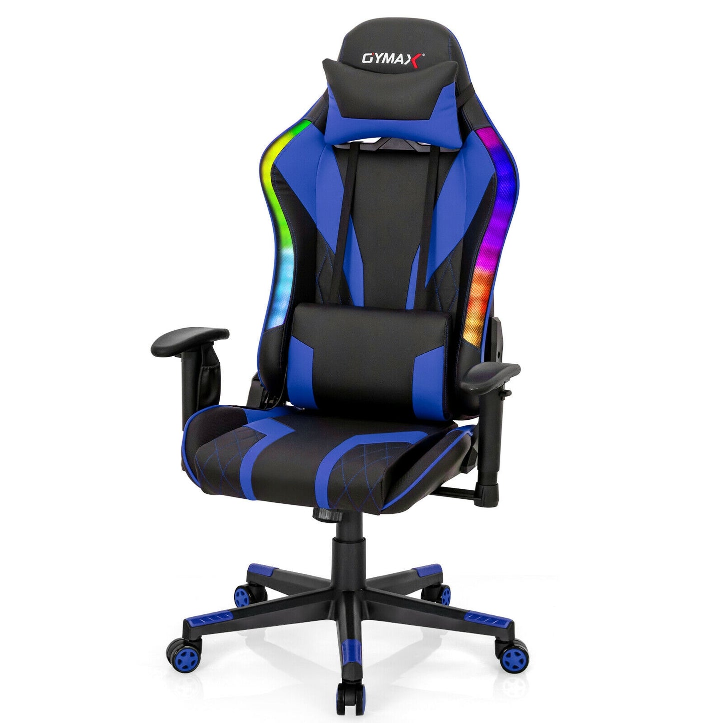 Gaming Chair Adjustable Swivel Computer Chair with Dynamic LED Lights-Blue Kids Crystal