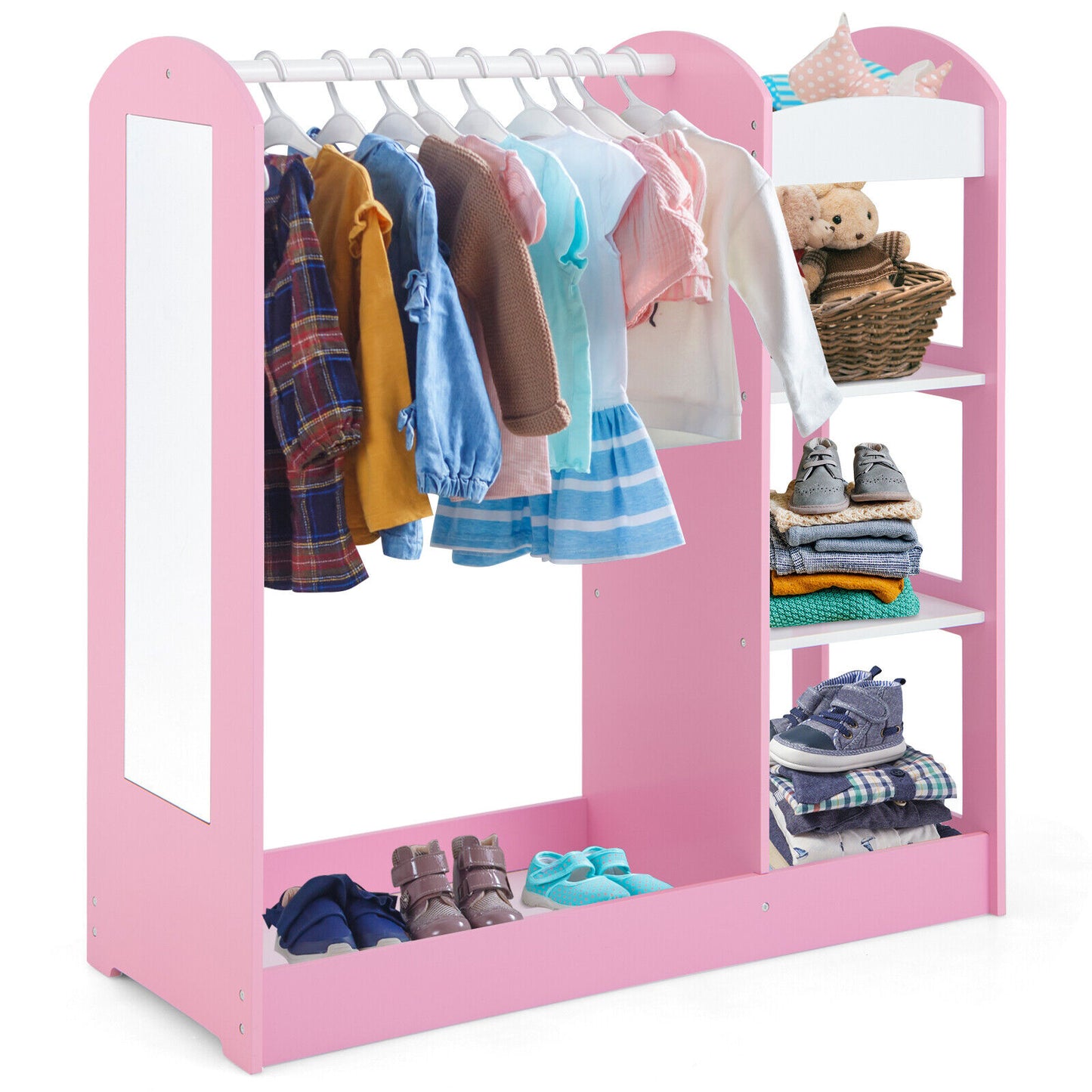 Kids Dress Up Storage with Mirror-Pink Kids Crystal