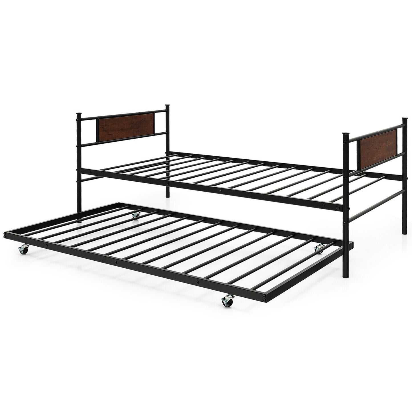 Twin Size 2-In-1 Daybed Frame with Pullout Trundle Kids Crystal
