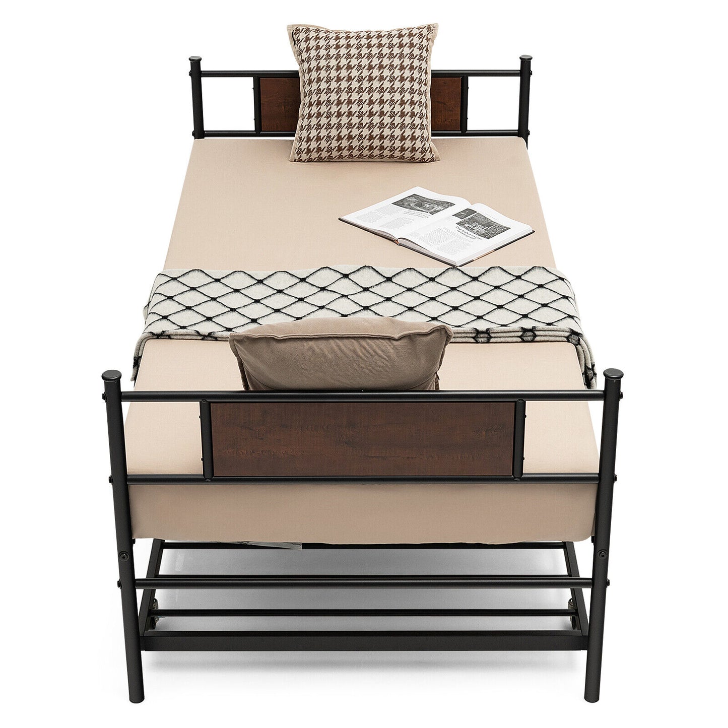 Twin Size 2-In-1 Daybed Frame with Pullout Trundle Kids Crystal