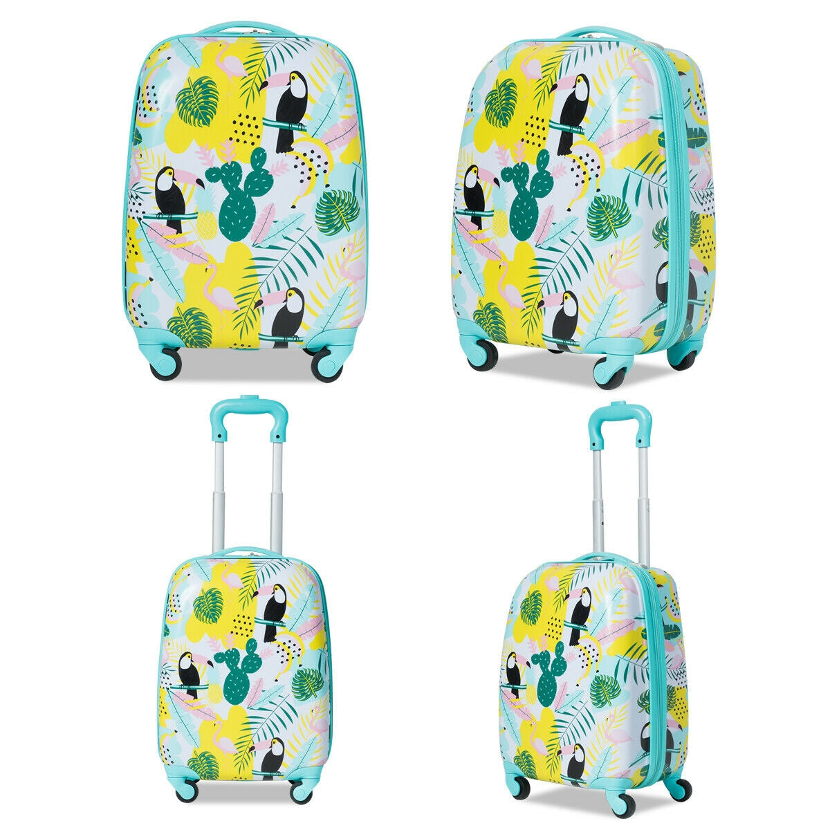 2 Pieces Kid's Luggage Set 12-inch Backpack and 16-inch Rolling Suitcase Travel Kids Crystal