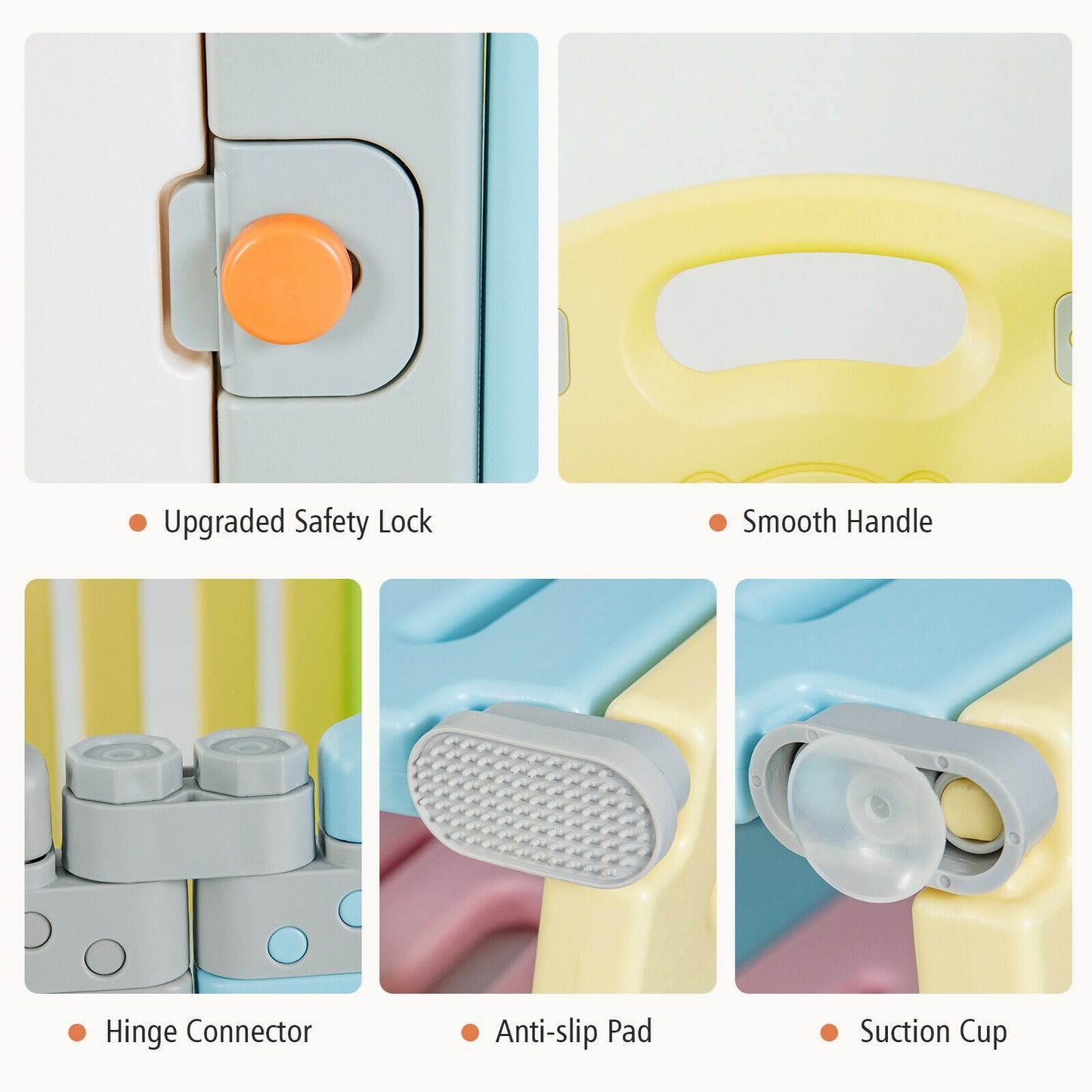 Foldable Baby Playpen 14 Panel Activity Center Safety Play Yard-Multicolor Kids Crystal