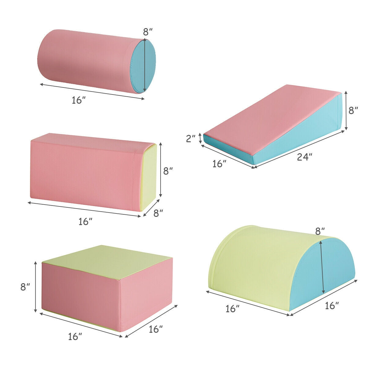 5-Piece Set Climb Activity Play Safe Foam Blocks-Pink Kids Crystal