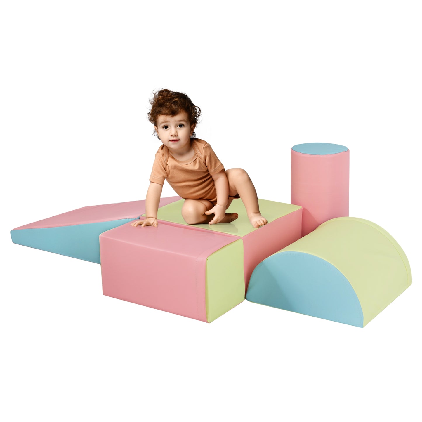 5-Piece Set Climb Activity Play Safe Foam Blocks-Pink Kids Crystal