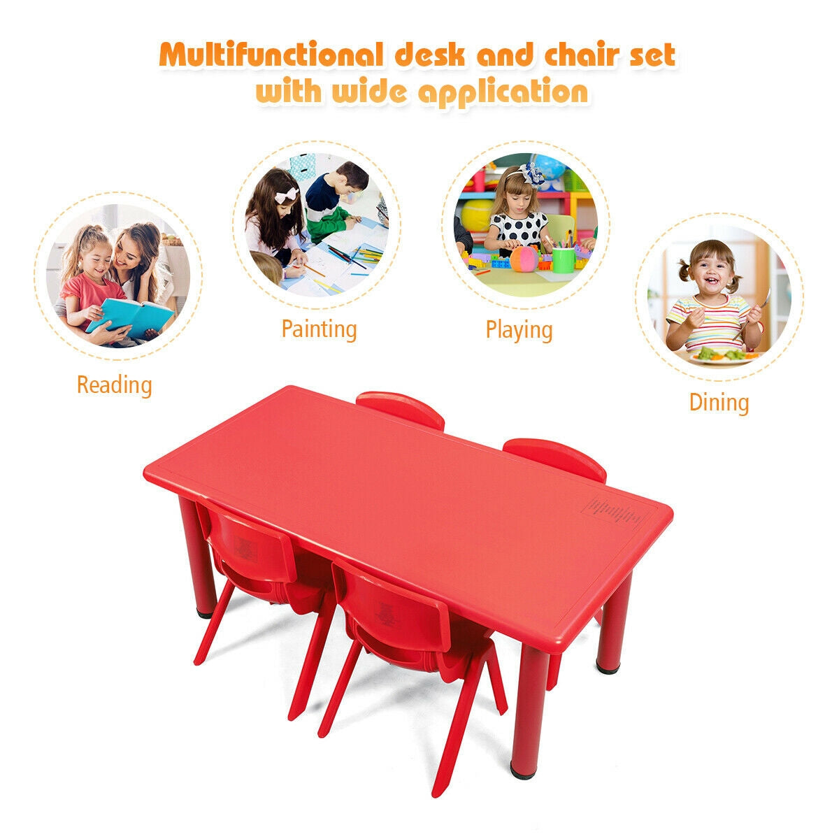 4-pack Kids Plastic Stackable Classroom Chairs-Red Kids Crystal