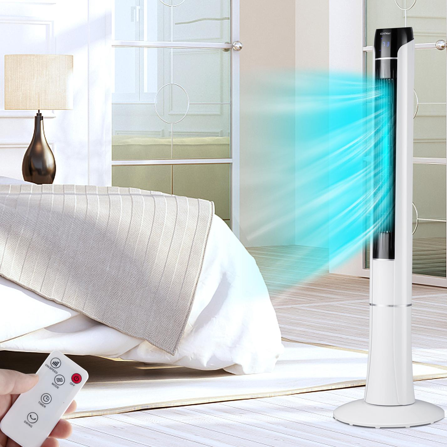 Portable 48 Inches Tower Fan with Remote Control-White Kids Crystal