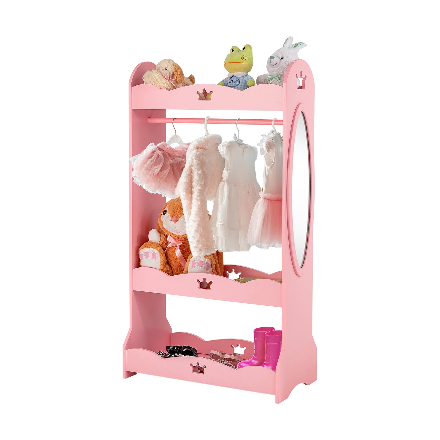 Kids Pretend Costume Closet with Mirror-Pink Kids Crystal