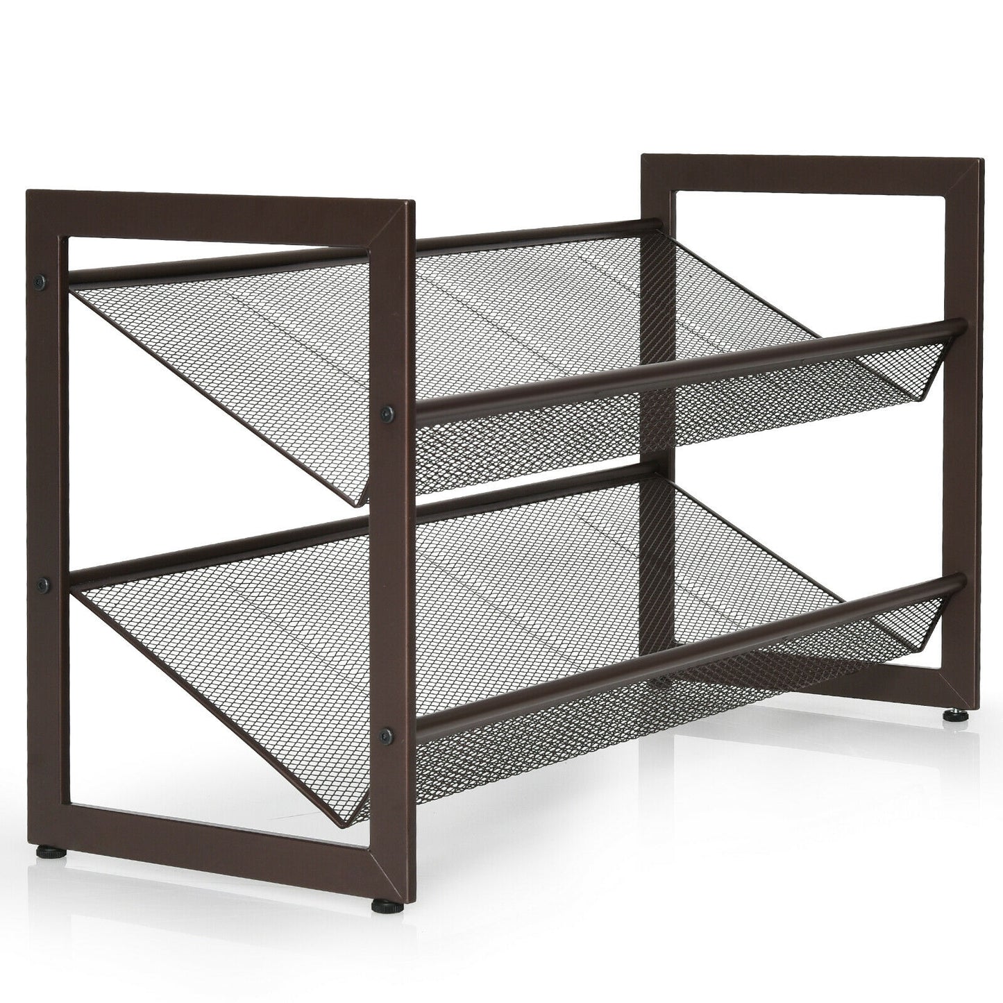 2/3/4 Tiers Flat and Slant Metal Shoe Rack for Entryway Hallway-2-Tier Kids Crystal