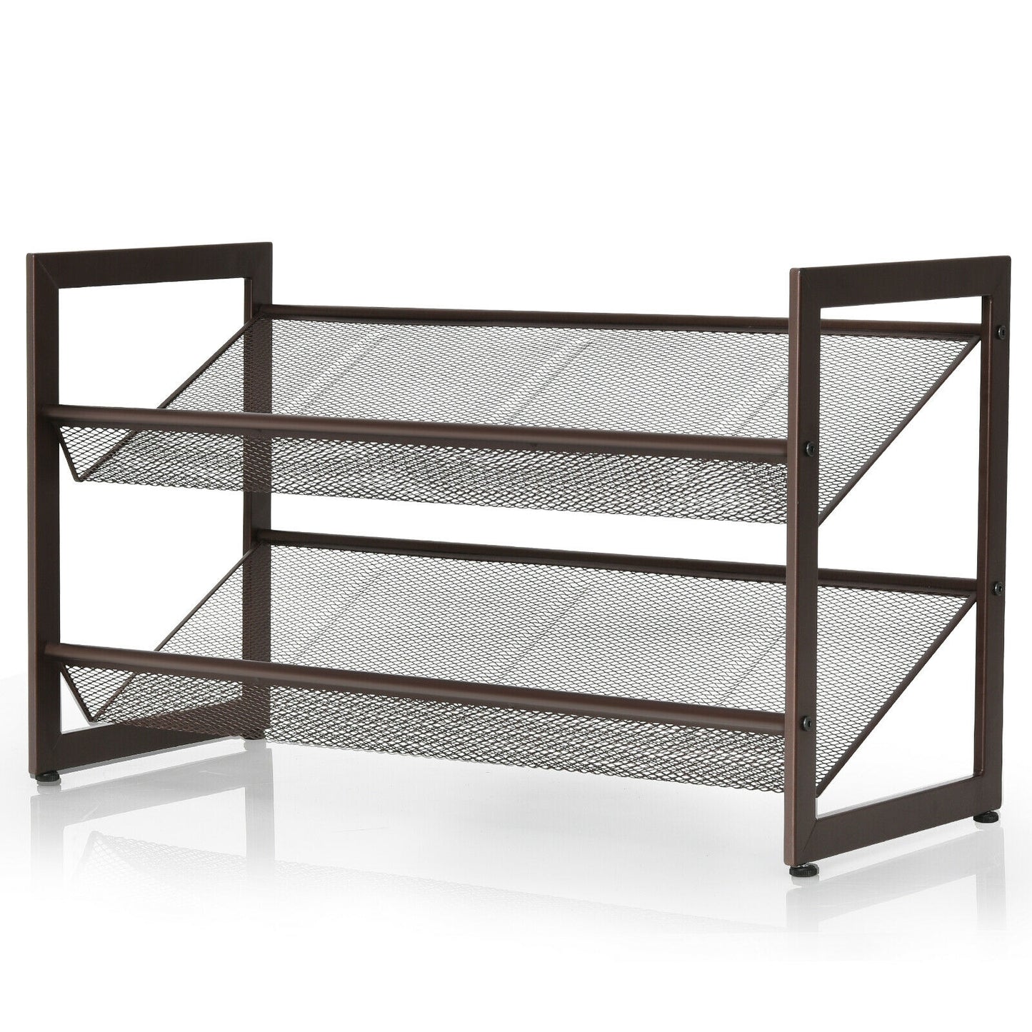 2/3/4 Tiers Flat and Slant Metal Shoe Rack for Entryway Hallway-2-Tier Kids Crystal