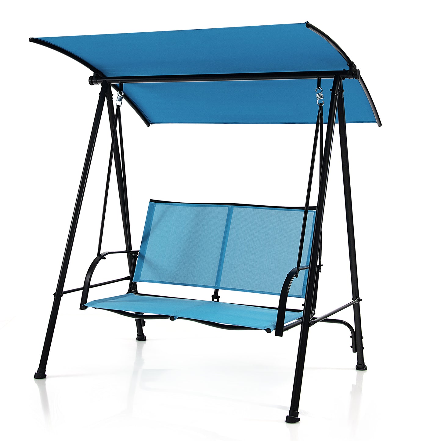 2-Seat Outdoor Canopy Swing with Comfortable Fabric Seat and Heavy-duty Metal Frame-Navy Kids Crystal
