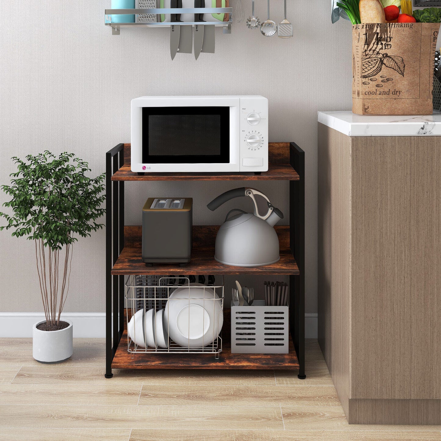 3/5-Tier Industrial Bookshelf Storage Shelf Display Rack with Adjustable Shelves-3-Tier Kids Crystal