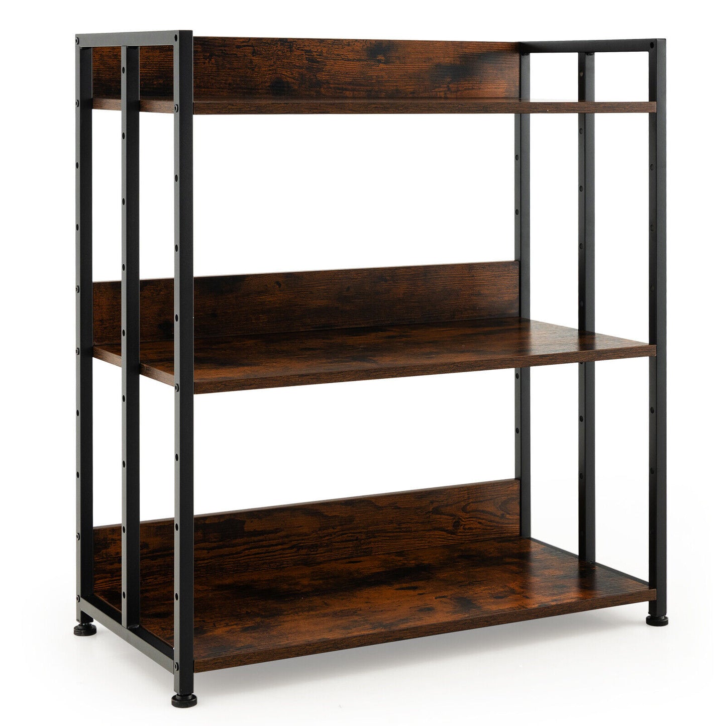 3/5-Tier Industrial Bookshelf Storage Shelf Display Rack with Adjustable Shelves-3-Tier Kids Crystal