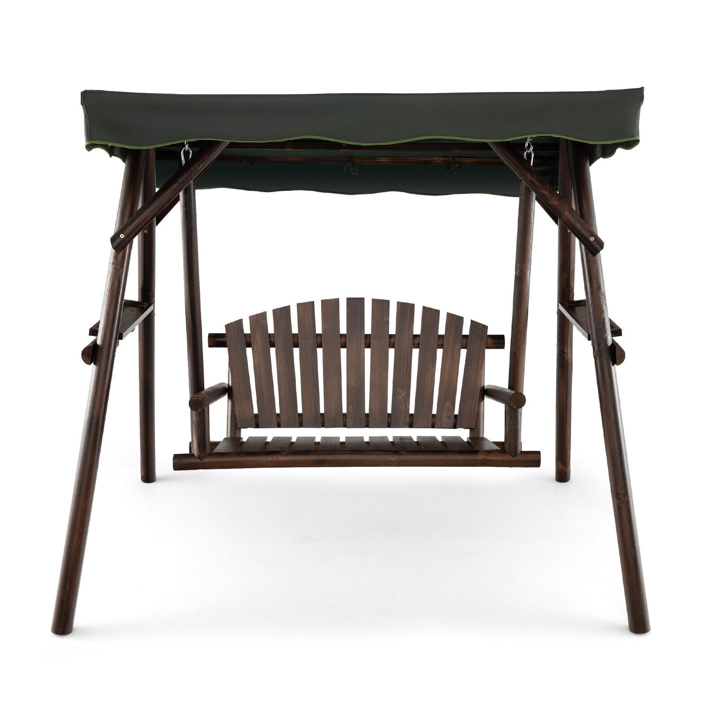 2-Person Outdoor Wooden Porch Swing with an Adjustable Canopy Kids Crystal