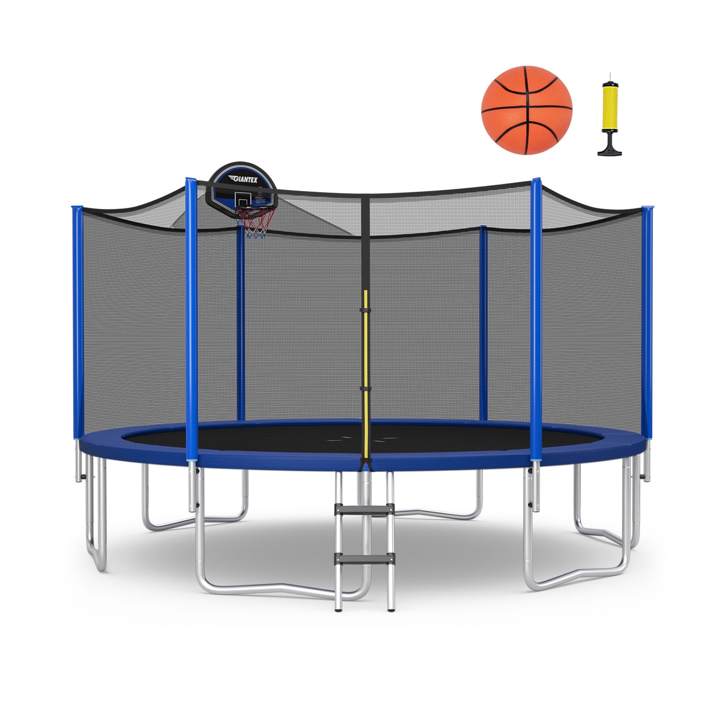 12/14/15/16 Feet Outdoor Recreational Trampoline with Enclosure Net-12 ft Kids Crystal