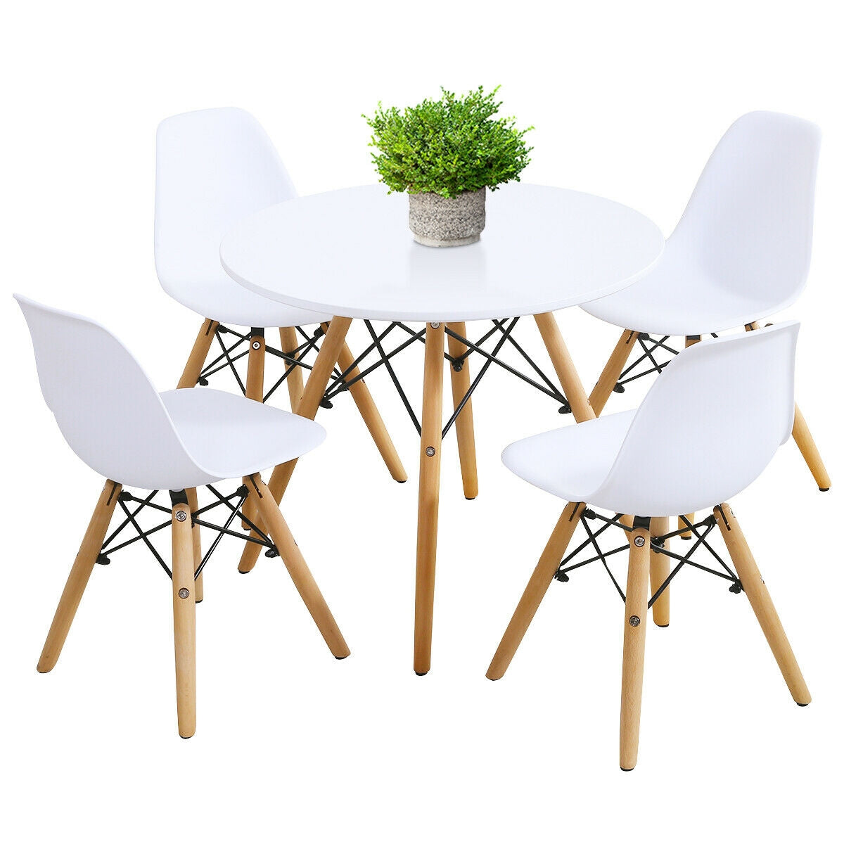 5 Pieces Kids Mid-Century Modern Table Chairs Set Kids Crystal