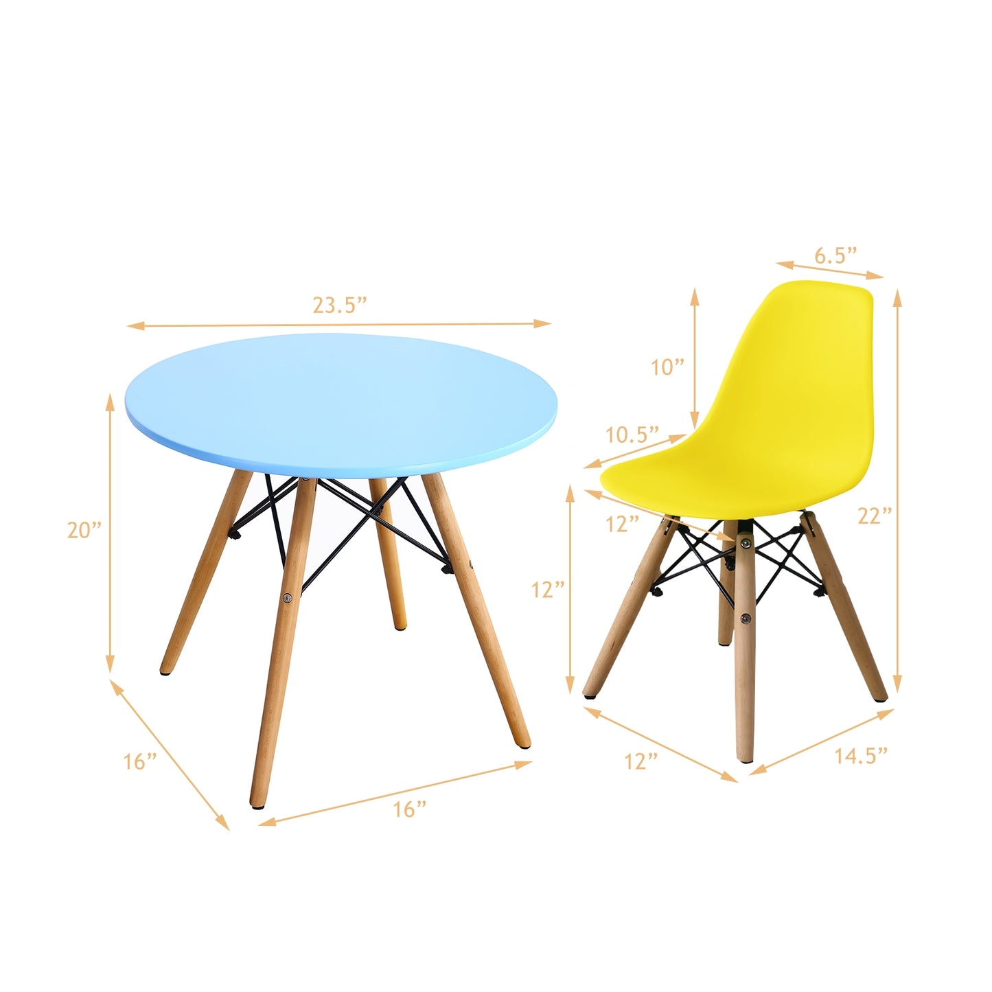 5 Pieces Kid's Colorful Set with 4 Armless Chairs Kids Crystal