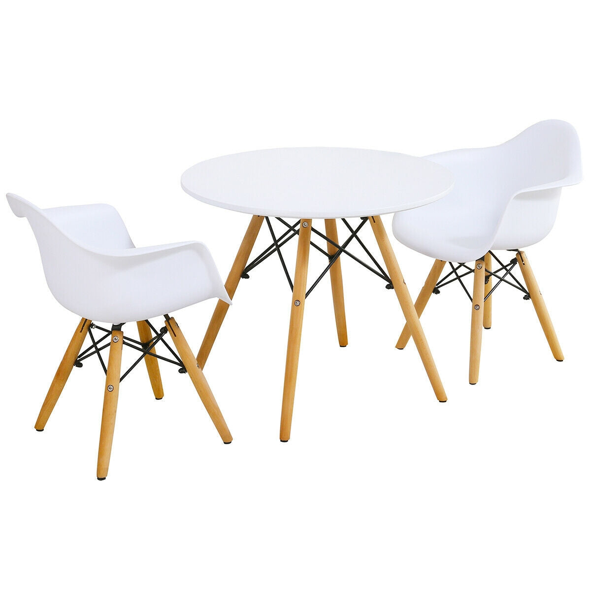 3 Pieces Kid's Modern Round Table Chair Set Kids Crystal