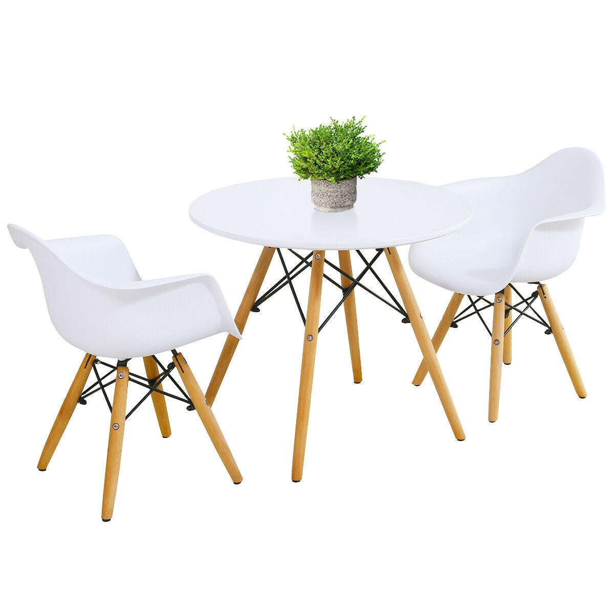 3 Pieces Kid's Modern Round Table Chair Set Kids Crystal