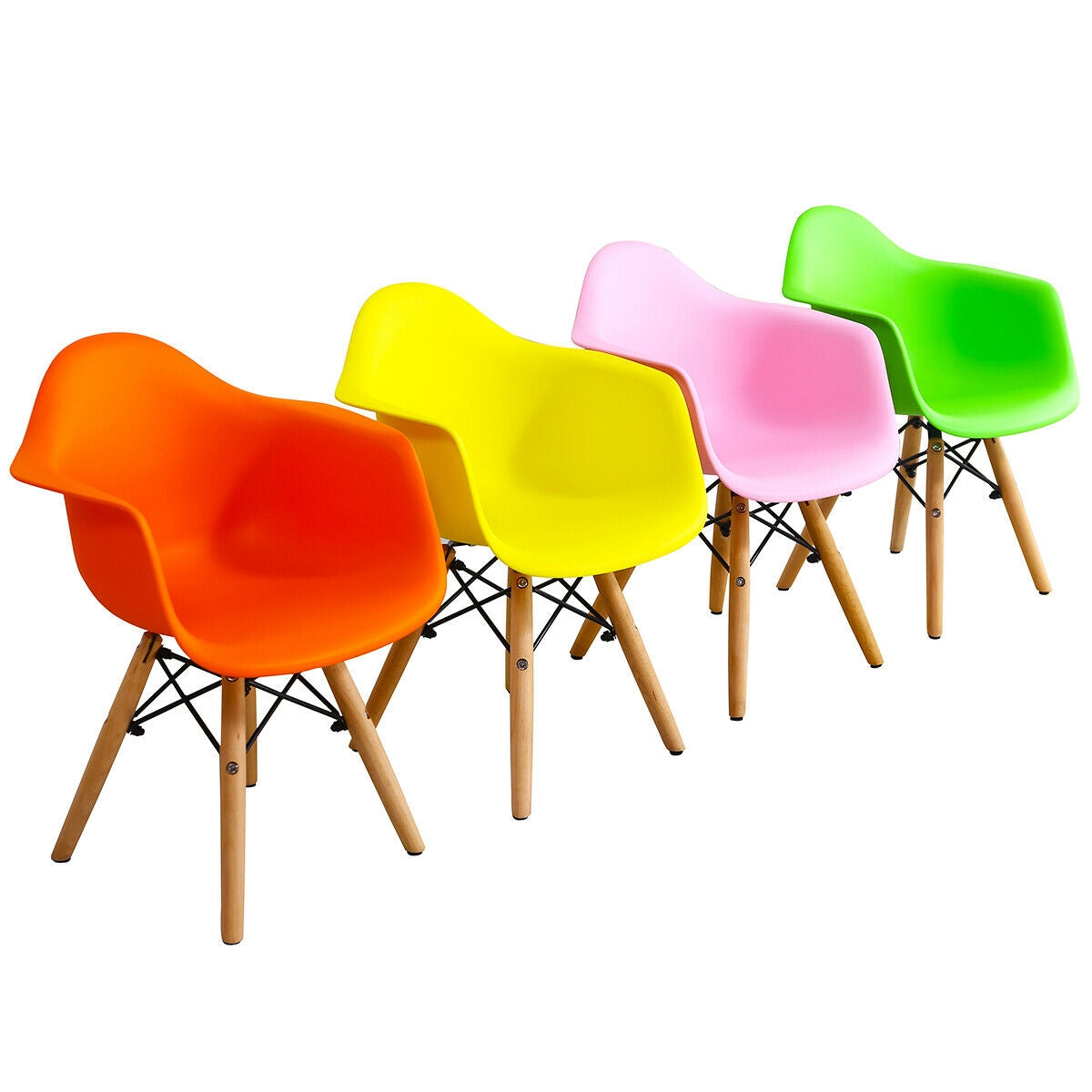 5 Pieces Kids Mid-Century Colorful Table Chair Set Kids Crystal
