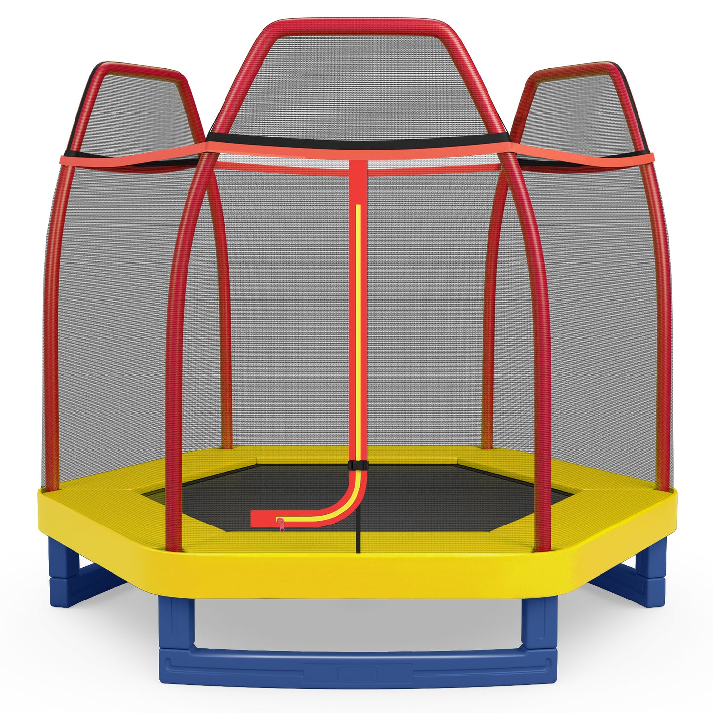 7 Feet Kids Recreational Bounce Jumper Trampoline-Red Kids Crystal