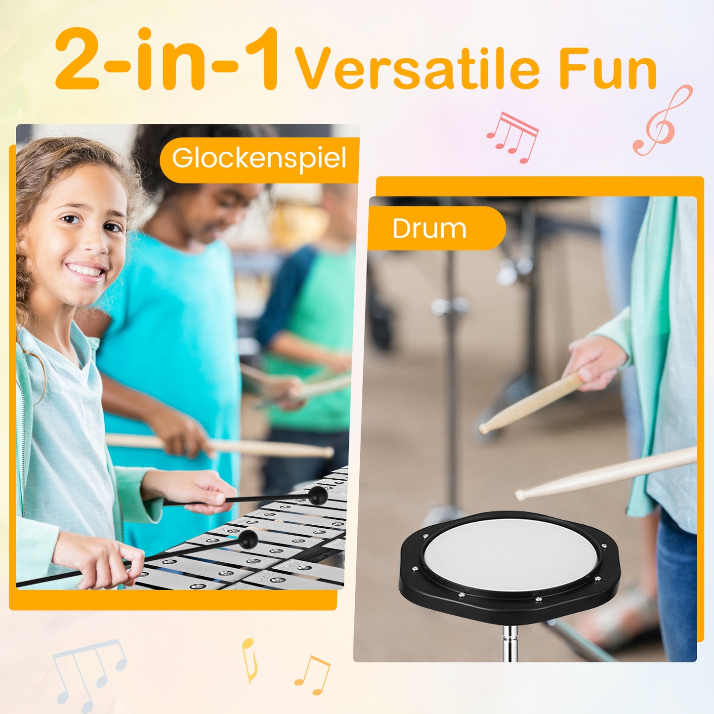 30 Notes Percussion with Practice Pad Mallets Sticks Stand Kids Crystal