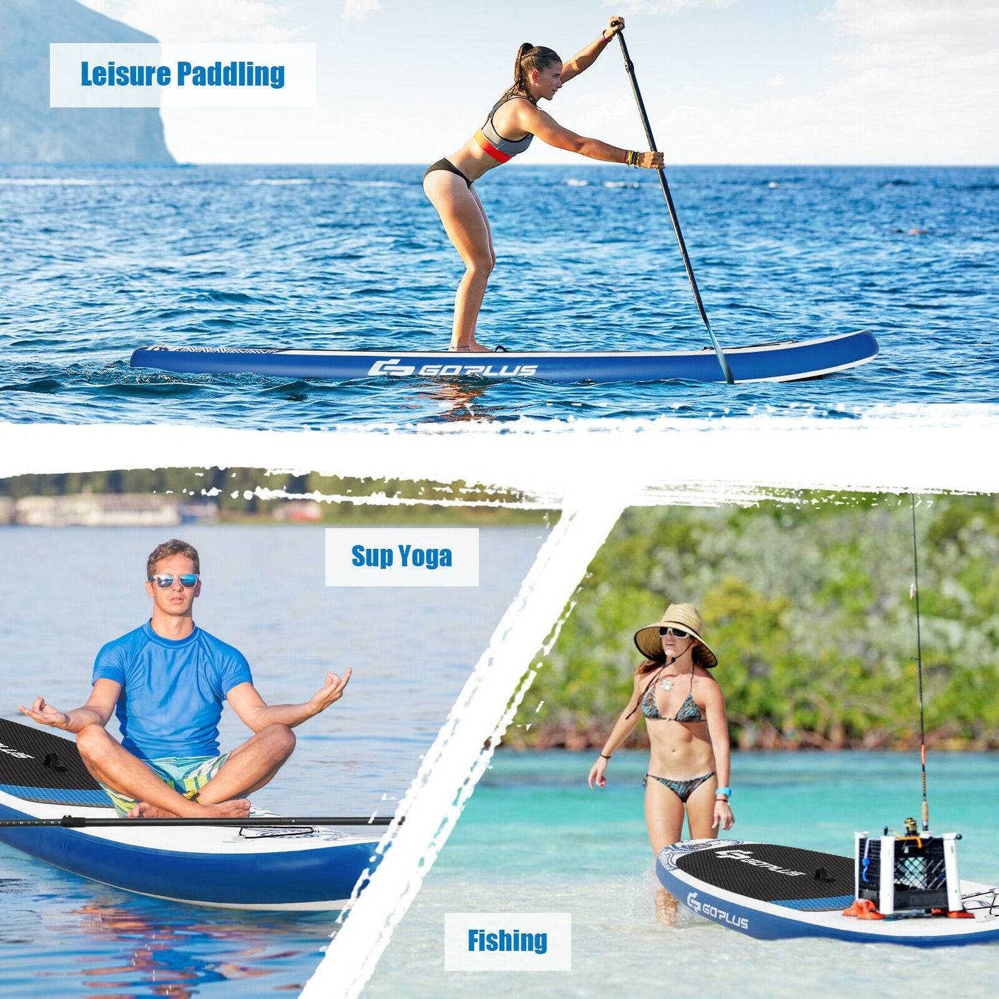 11-Feet Inflatable Adjustable Paddle Board with Carry Bag Kids Crystal