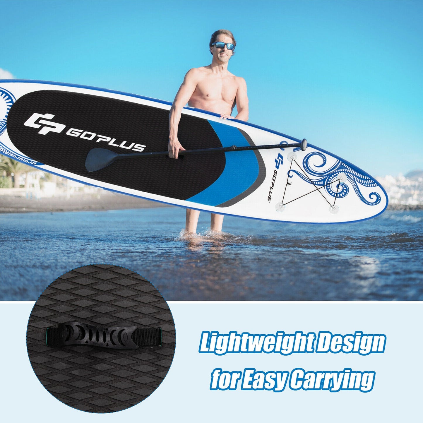11-Feet Inflatable Adjustable Paddle Board with Carry Bag Kids Crystal