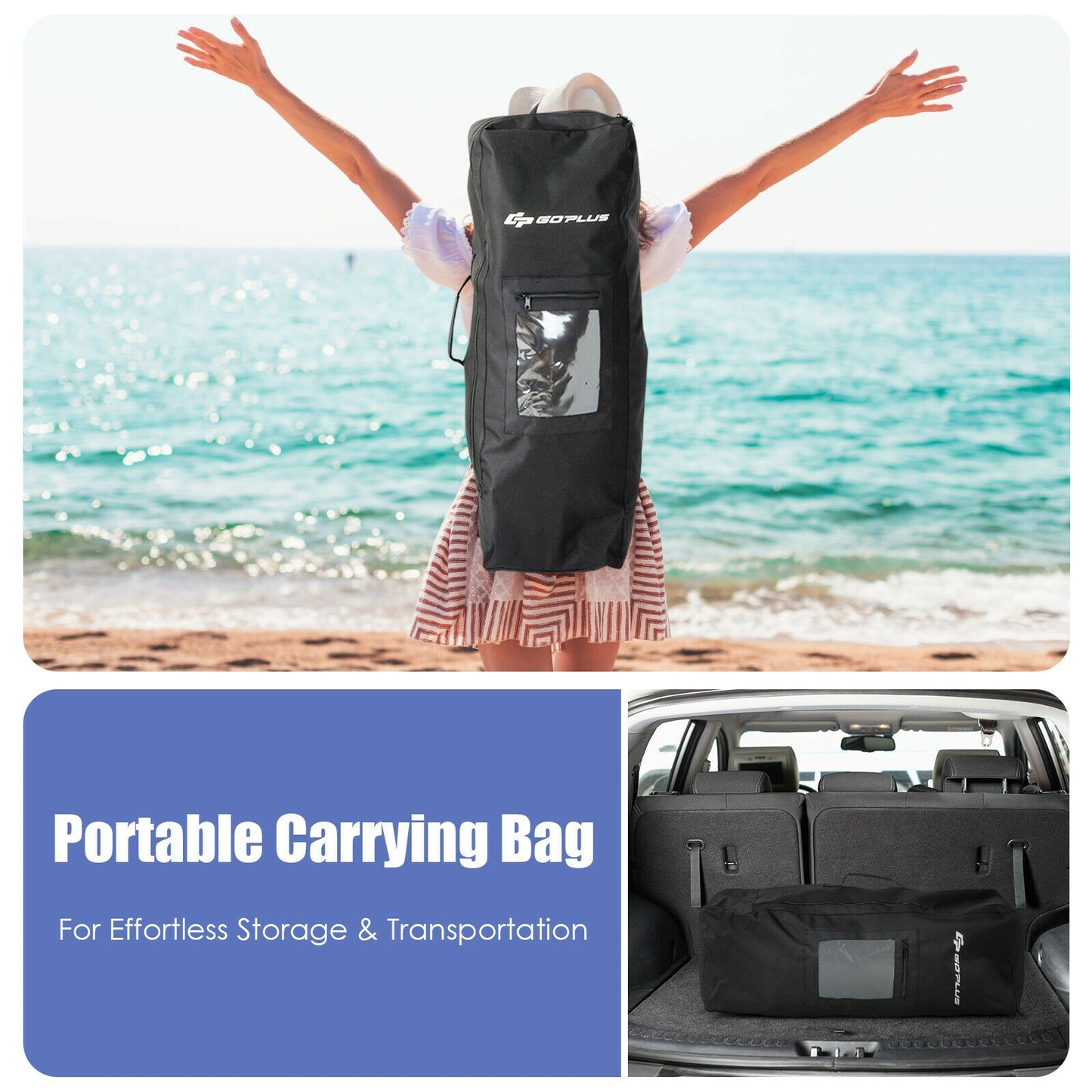 10.6 Feet Inflatable Adjustable Paddle Board with Carry Bag-M Kids Crystal