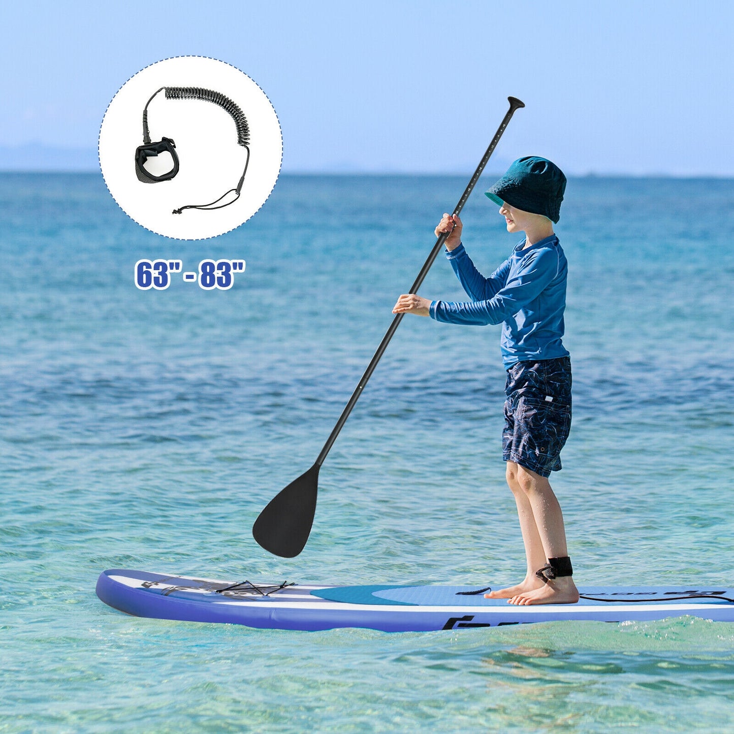 10.6 Feet Inflatable Adjustable Paddle Board with Carry Bag-M Kids Crystal