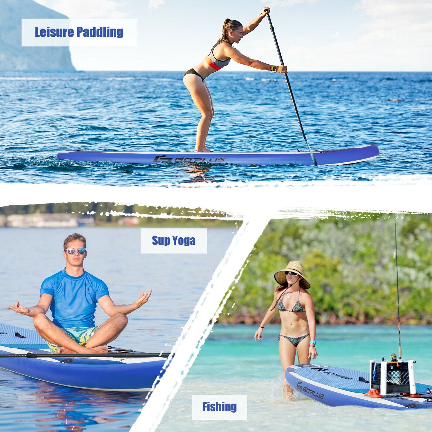 10.6 Feet Inflatable Adjustable Paddle Board with Carry Bag-M Kids Crystal