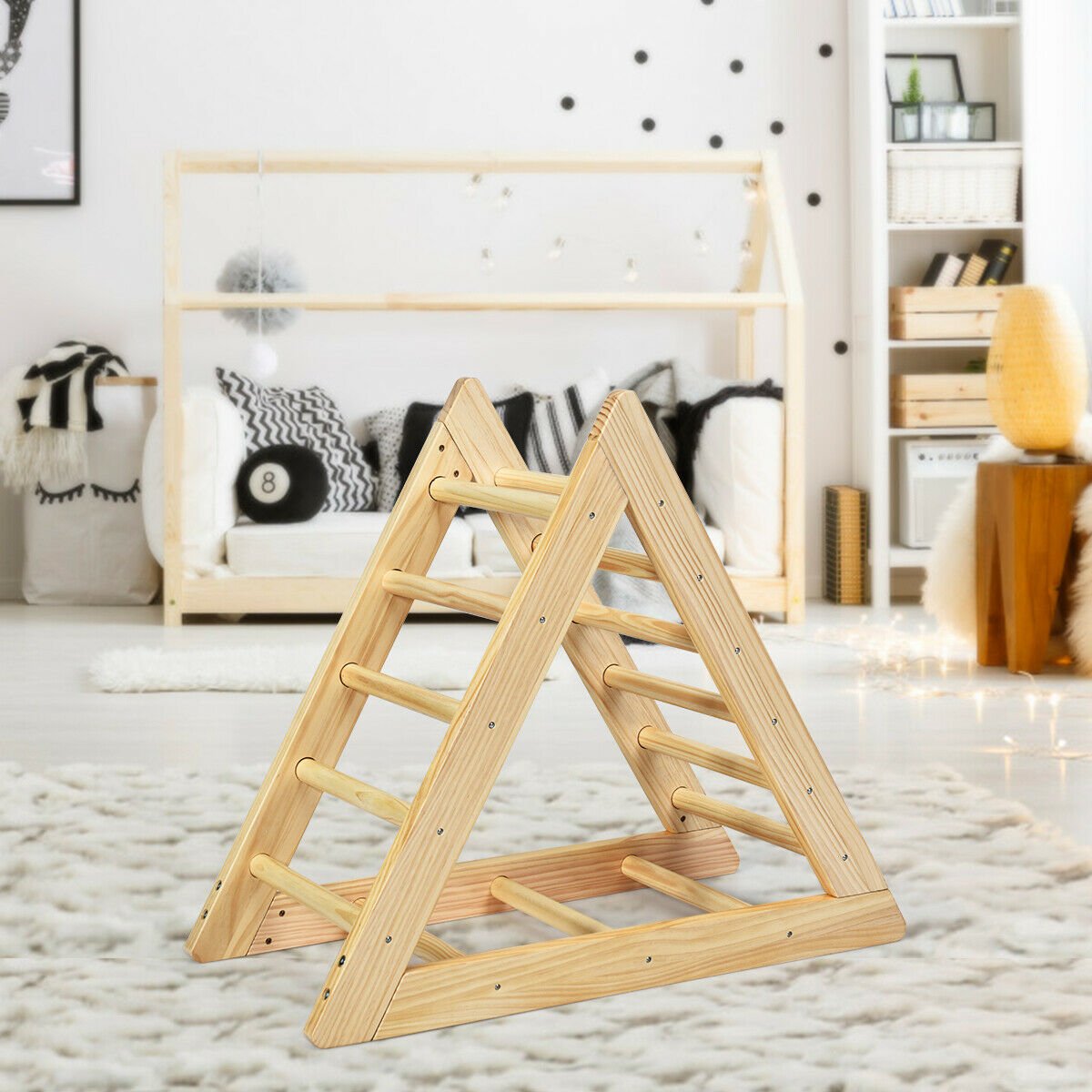 Wooden Triangle Climber for Toddler Step Training Kids Crystal