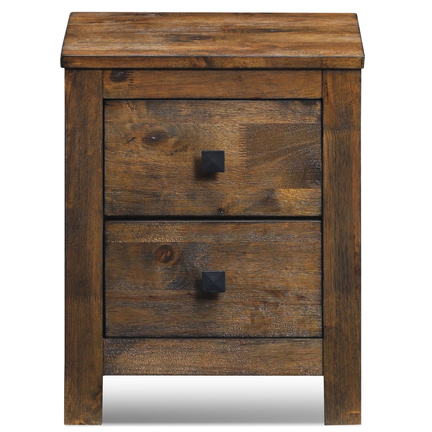 Wood 2 Storage Sliding Drawers End Nightstand-Oak Kids Crystal