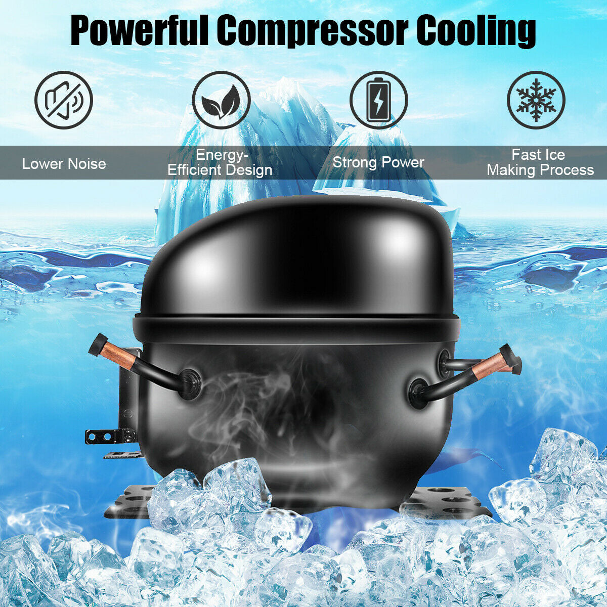 48 lbs Stainless Self-Clean Ice Maker with LCD Display Kids Crystal