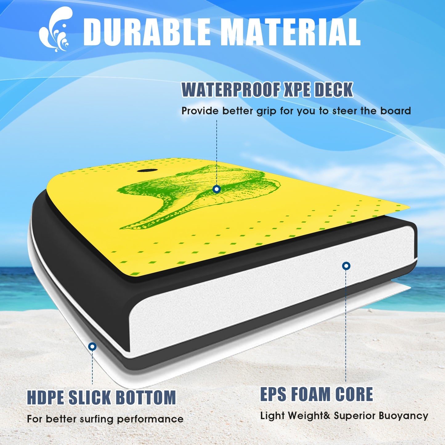 Super Lightweight Surfing Bodyboard-M Kids Crystal