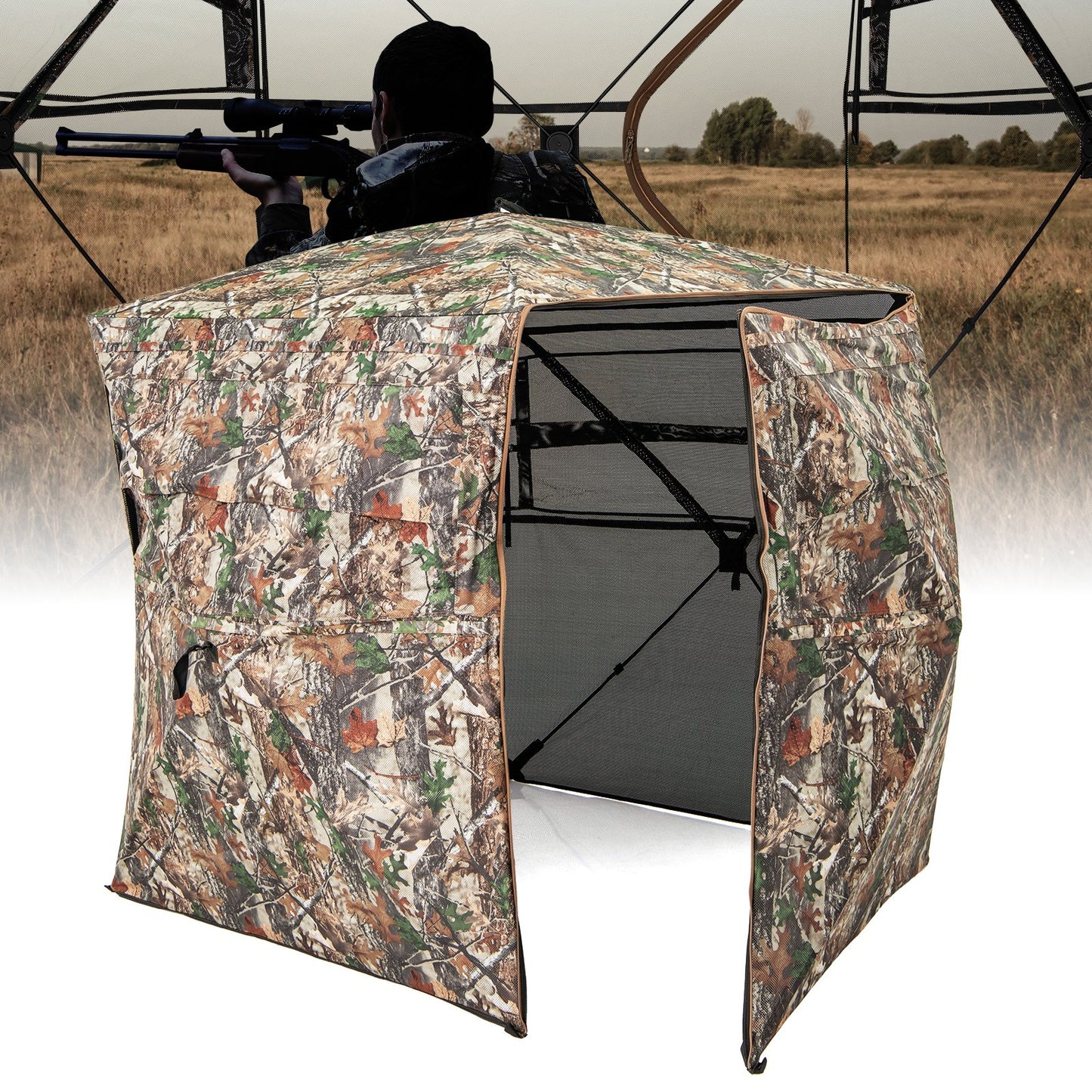 360° One Way See Through Hunting Blind Ground Blind with Portable Carrying Bag Kids Crystal