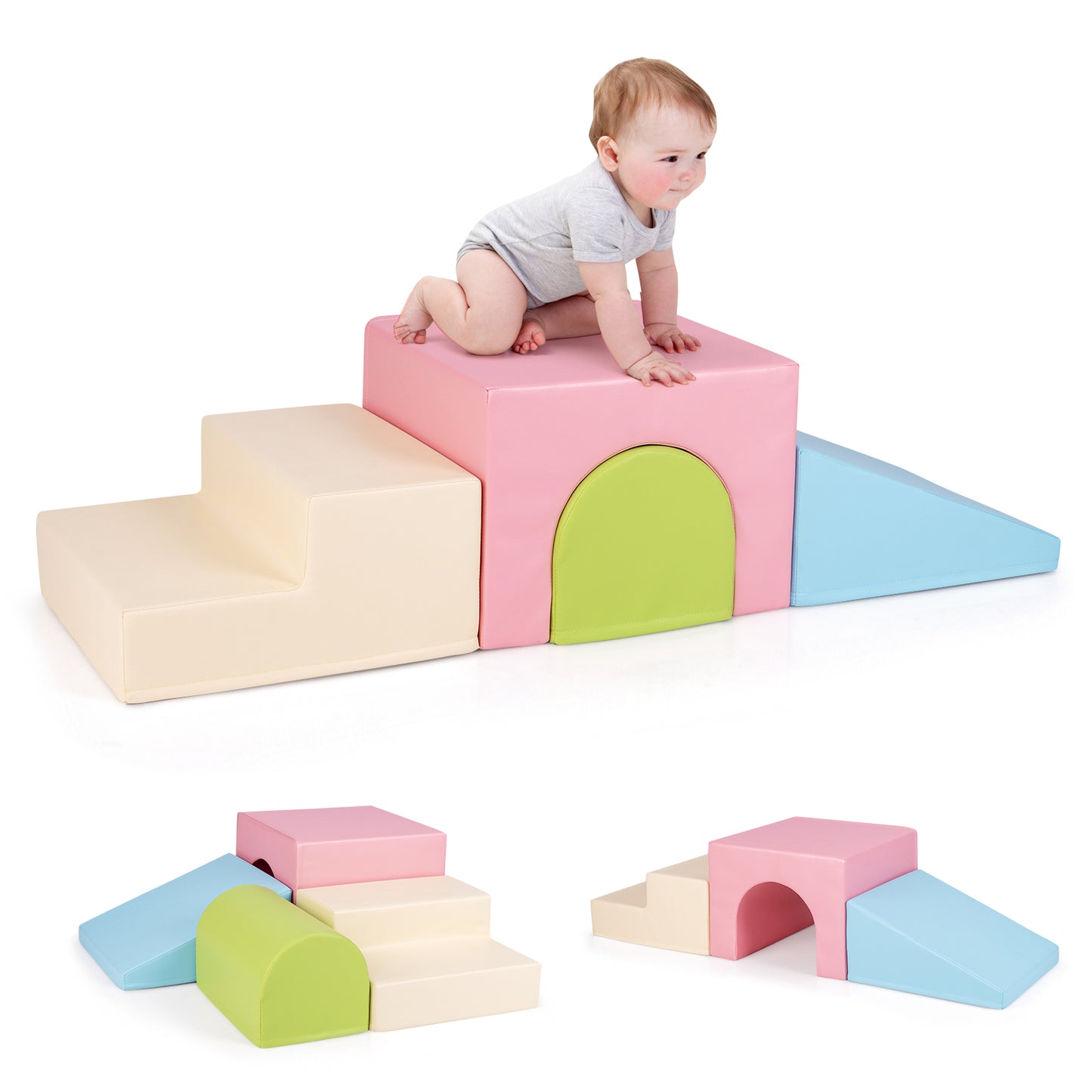 Climb and Crawl Foam Block Play Set for Infant Baby-Multicolor Kids Crystal