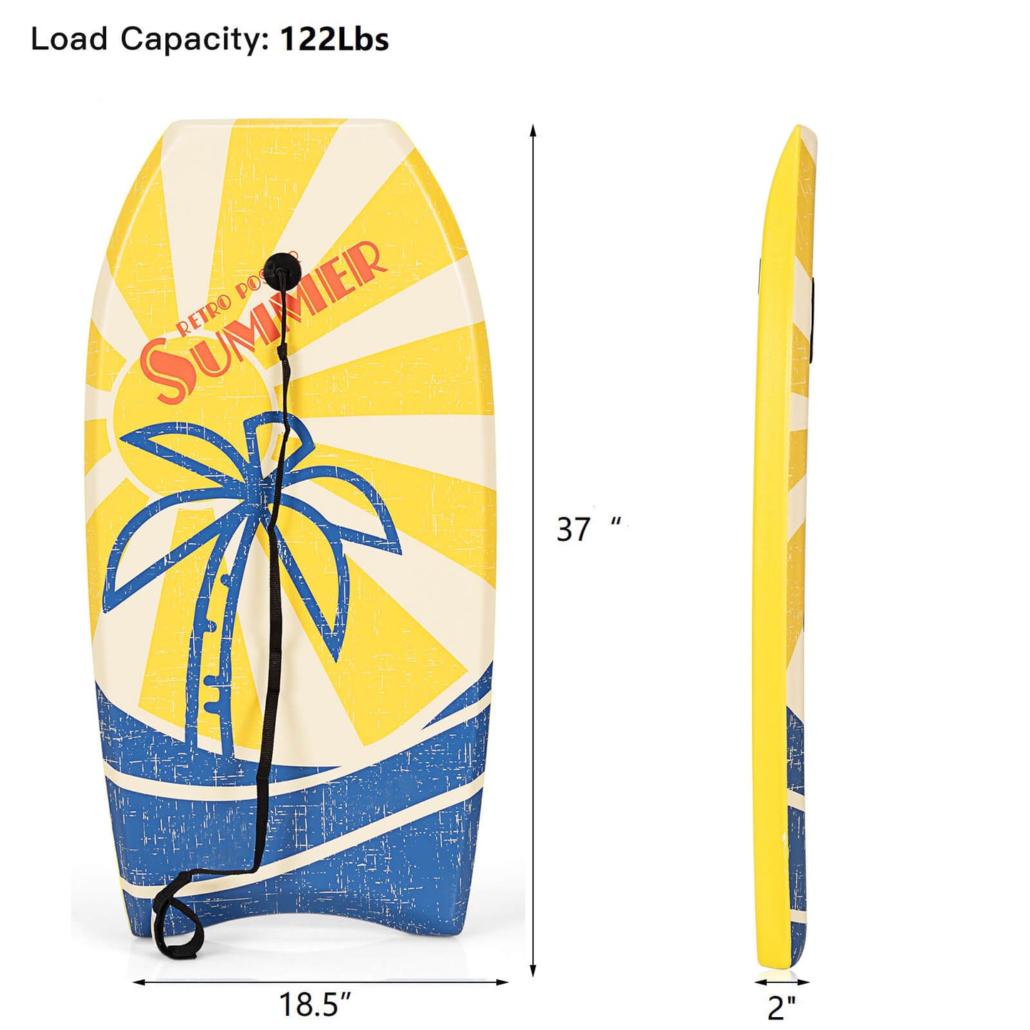 Super Lightweight Surfboard with Premium Wrist Leash-M Kids Crystal
