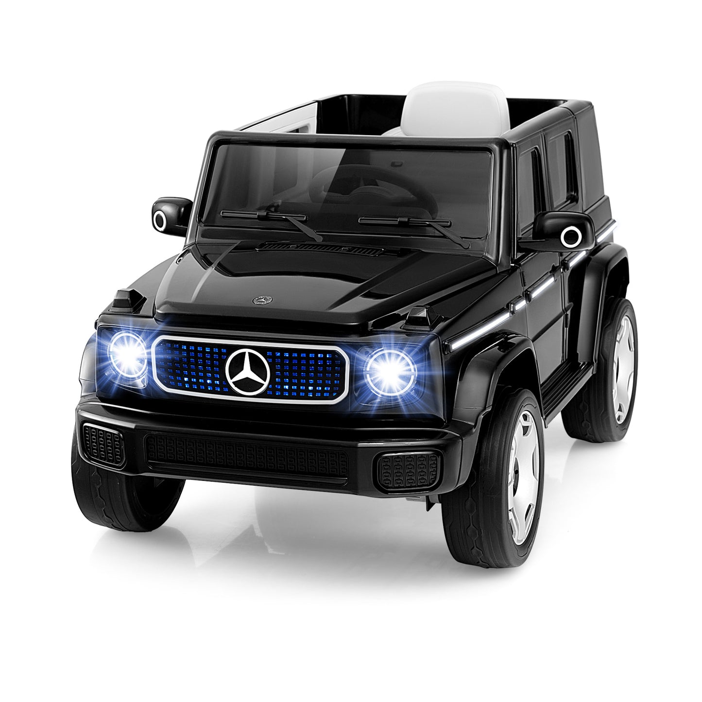 12V Licensed Mercedes-Benz EQG Kids Ride On Car with Remote Control-Black Kids Crystal