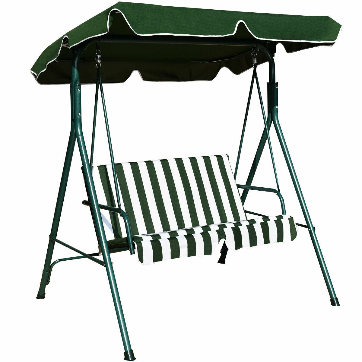 Loveseat Cushioned Patio Steel Frame Swing Glider -Green Kids Crystal