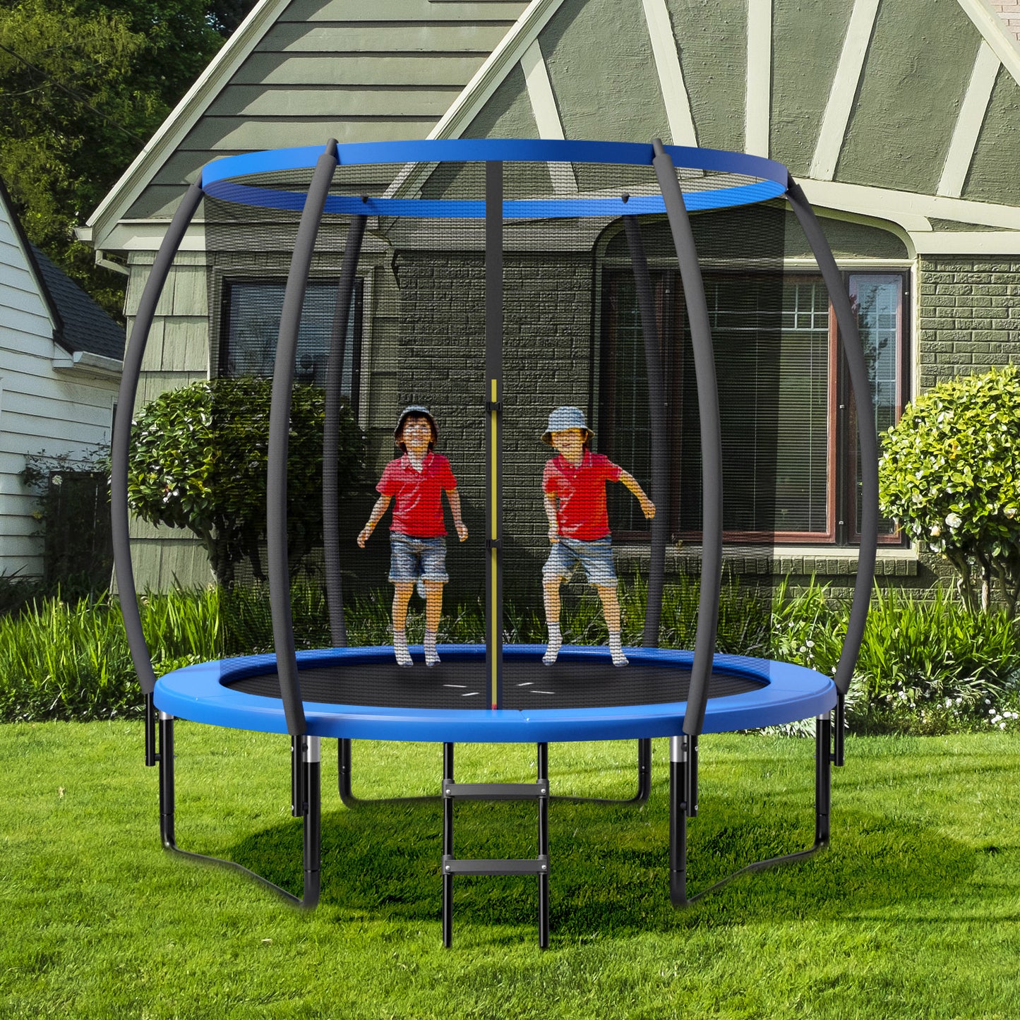 10 Feet ASTM Approved Recreational Trampoline with Ladder-Blue Kids Crystal