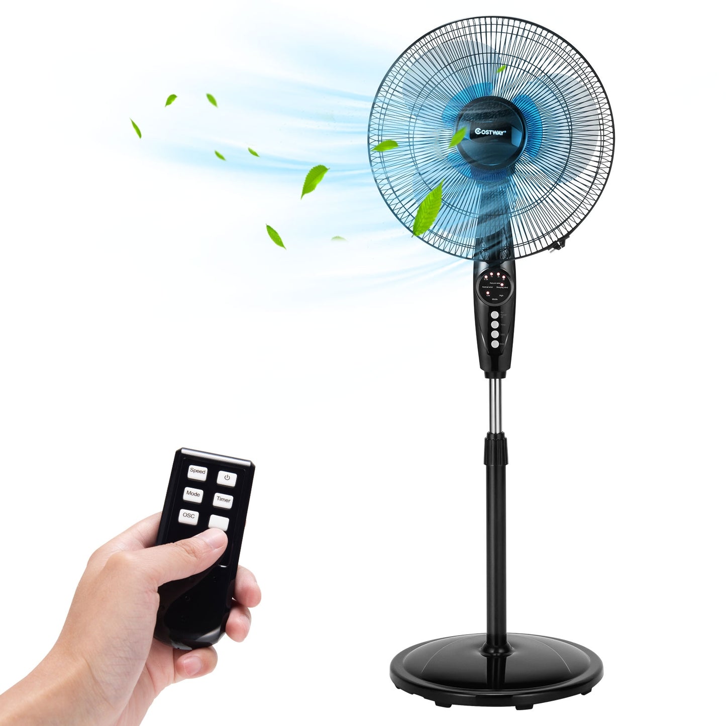 18 Inch Adjustable Height Fan with Quiet Oscillating Stand for Home and Office Kids Crystal