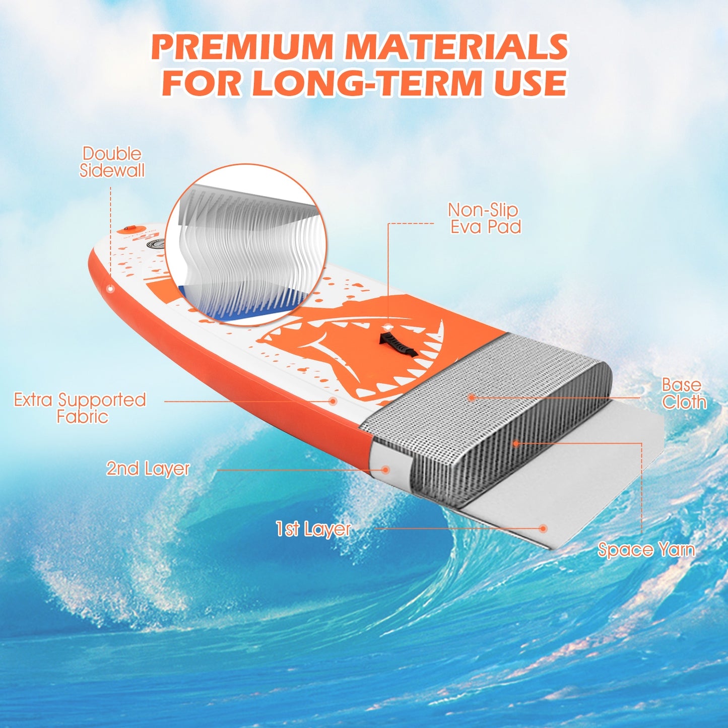 Inflatable Stand Up Paddle Board with Backpack Aluminum Paddle Pump-L Kids Crystal