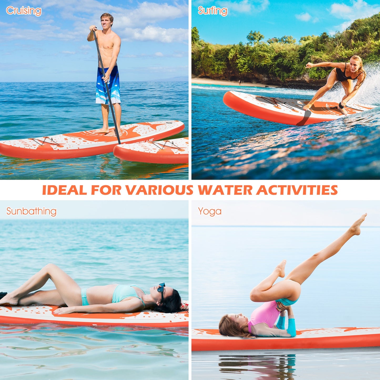 Inflatable Stand Up Paddle Board with Backpack Aluminum Paddle Pump-L Kids Crystal