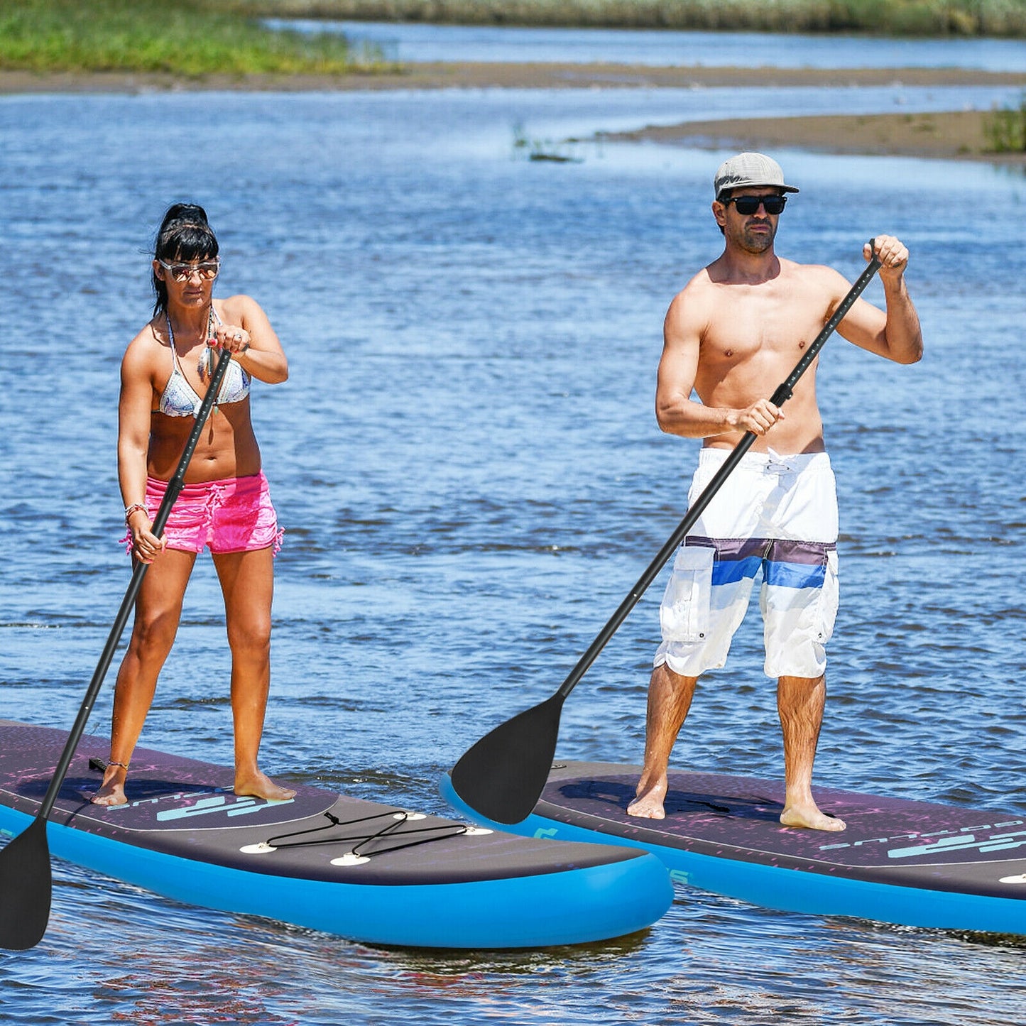 11 Feet Inflatable Stand Up Paddle Board Surfboard with Bag Aluminum Paddle Pump-M Kids Crystal