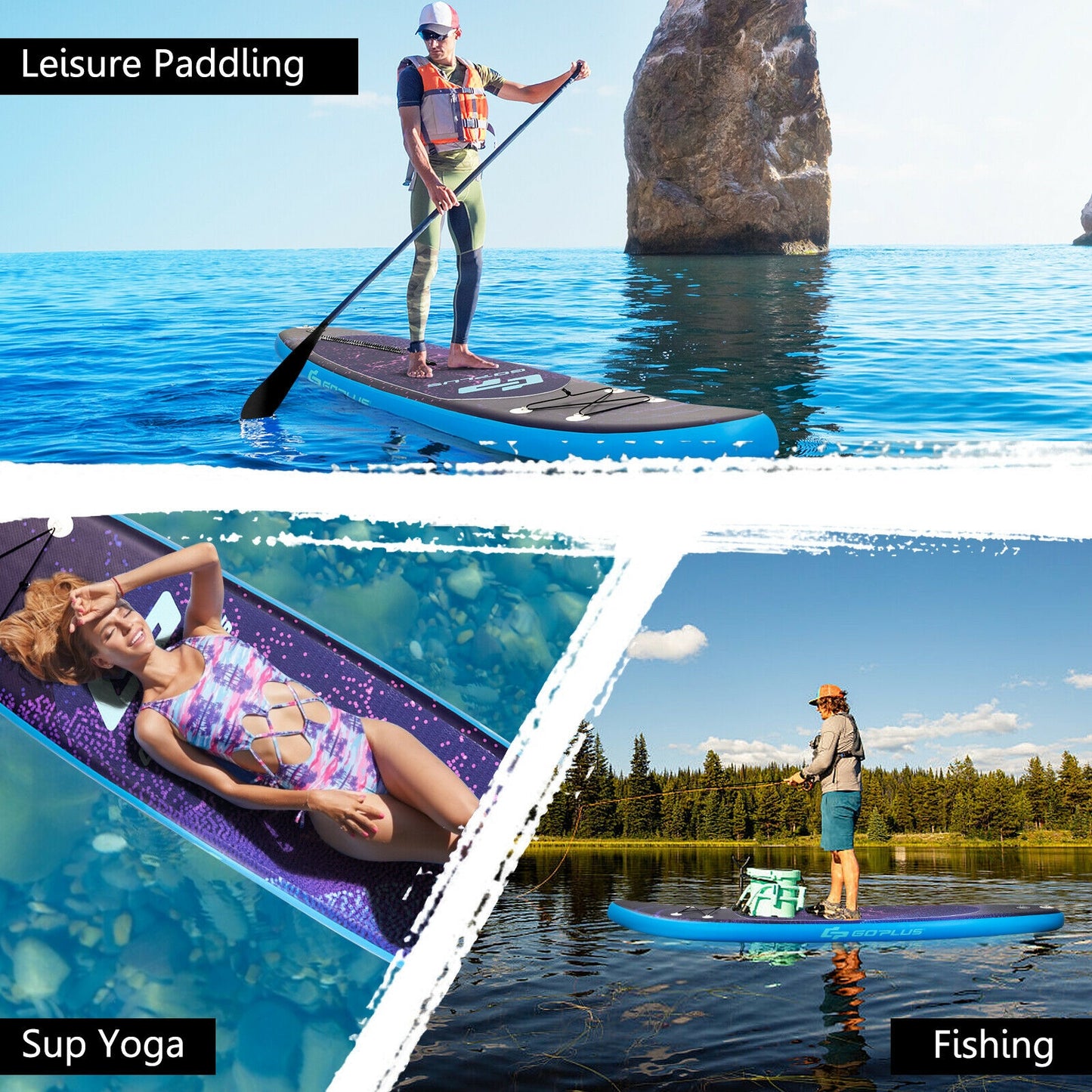 11 Feet Inflatable Stand Up Paddle Board Surfboard with Bag Aluminum Paddle Pump-M Kids Crystal