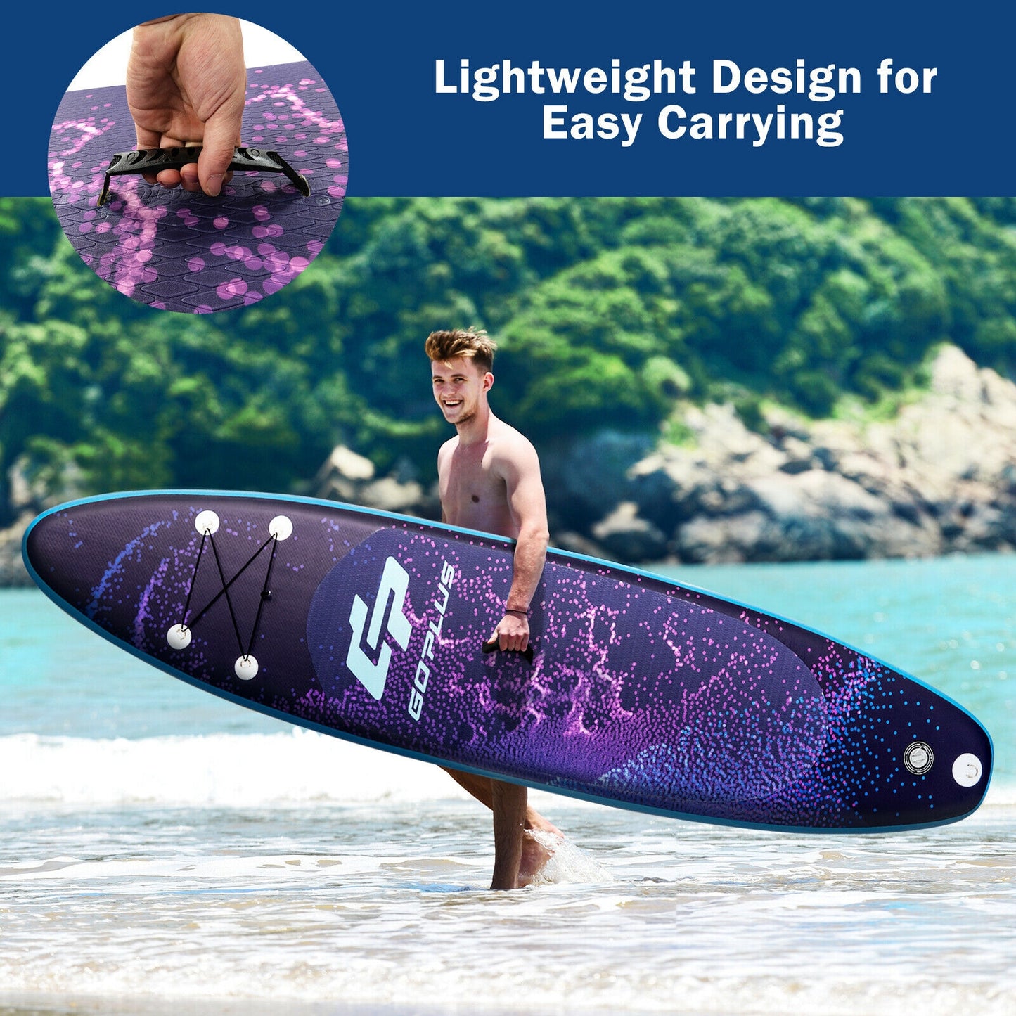 11 Feet Inflatable Stand Up Paddle Board Surfboard with Bag Aluminum Paddle Pump-M Kids Crystal